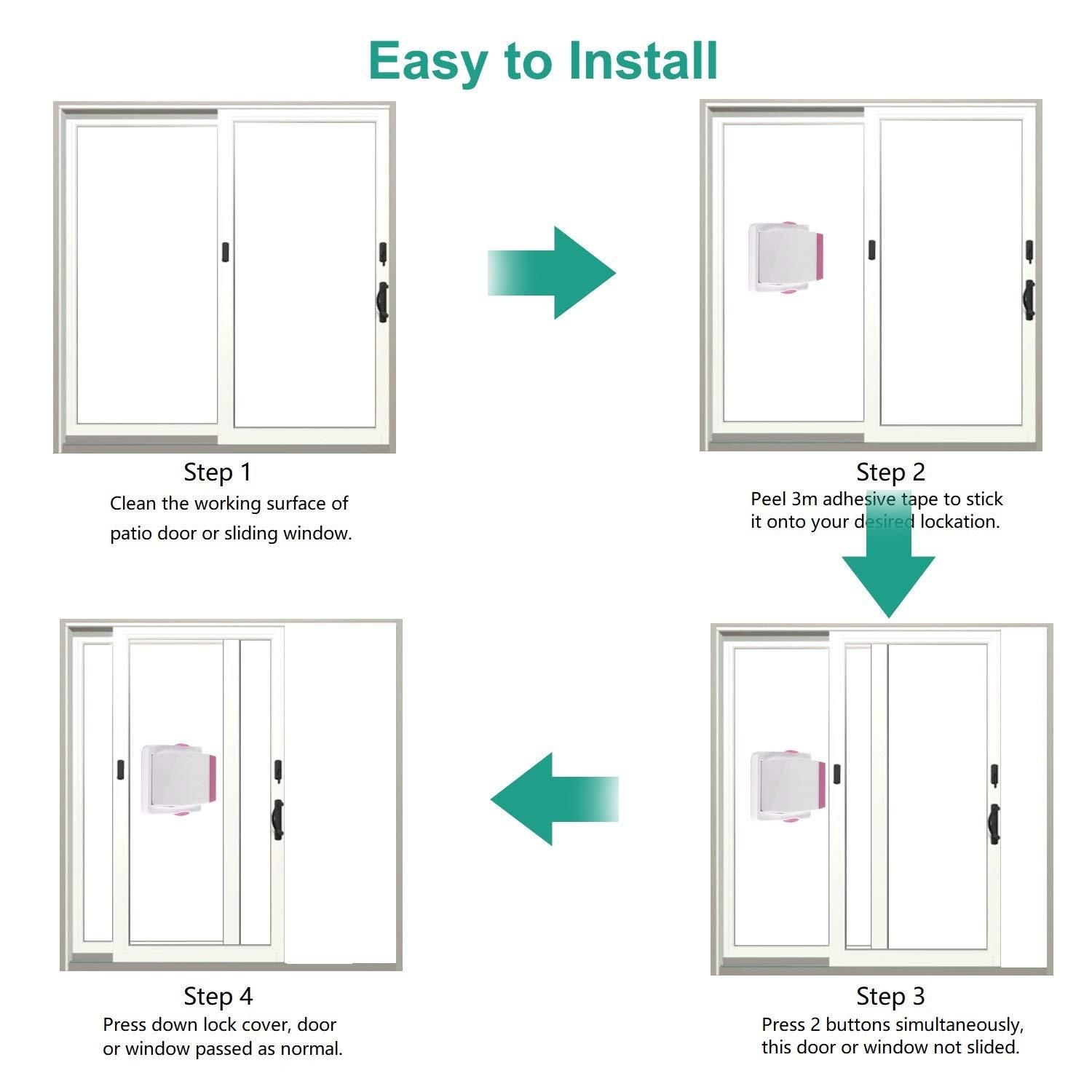 Sliding Door Lock, 4 Pack Child Safety Sliding Glass Door Lock for Sliding Glass Doors, Sliding Windows, Sliding Closet, etc. Easy to Installation Provides โ image 5