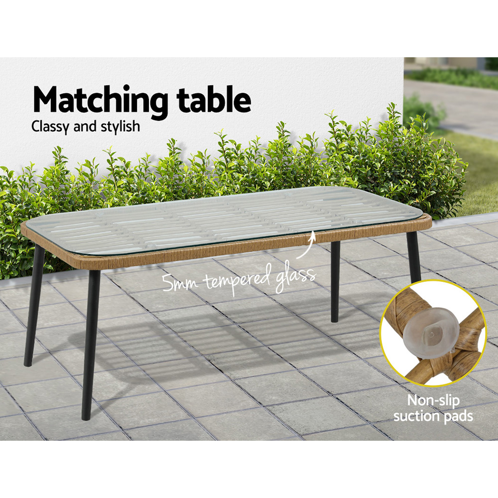 Gardeon 4-Piece Outdoor Sofa Set Rattan Lounge Setting Table Chairs โ image 6
