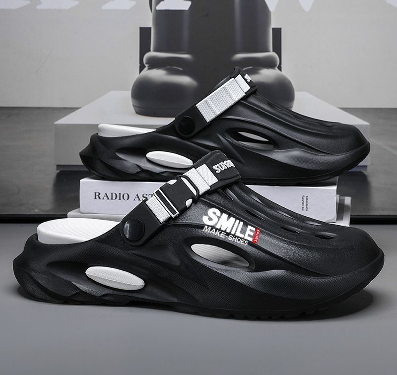 Unisex Clog Sandals Open Toe Slip-On Sandals Soft Sole Walking Shoes Outdoor - Black and white - Size 9(AU9/EU42) — image 5