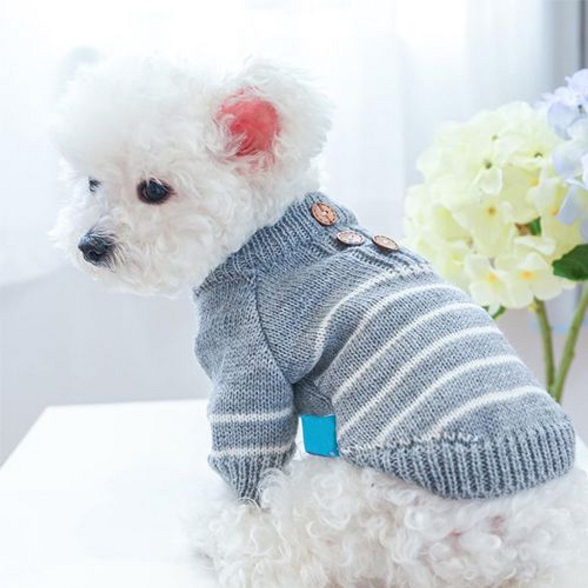 Dog Coat - Dog Sweater - Dog Jumpsuit - Cat Overalls - Striped Puppy Sweater Coat - Puppy Pyjamas - Dog Sweatshirt - Perfect for Party Costumes — image 5