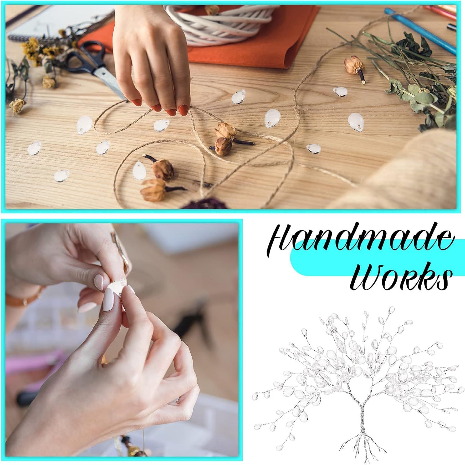 60 Pieces Artiicial Bouquets with Acrylic Bead Drop Crystal lower Stem Branches Beaded String Bridal Picks, Decoration or Wedding DIY Crats — image 6