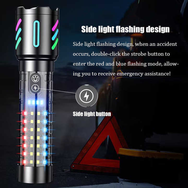 LED Rechargeable Laser Flashlight โ Multifunctional Type-C Strong Light Torch with Adjustable Zoom โ image 4