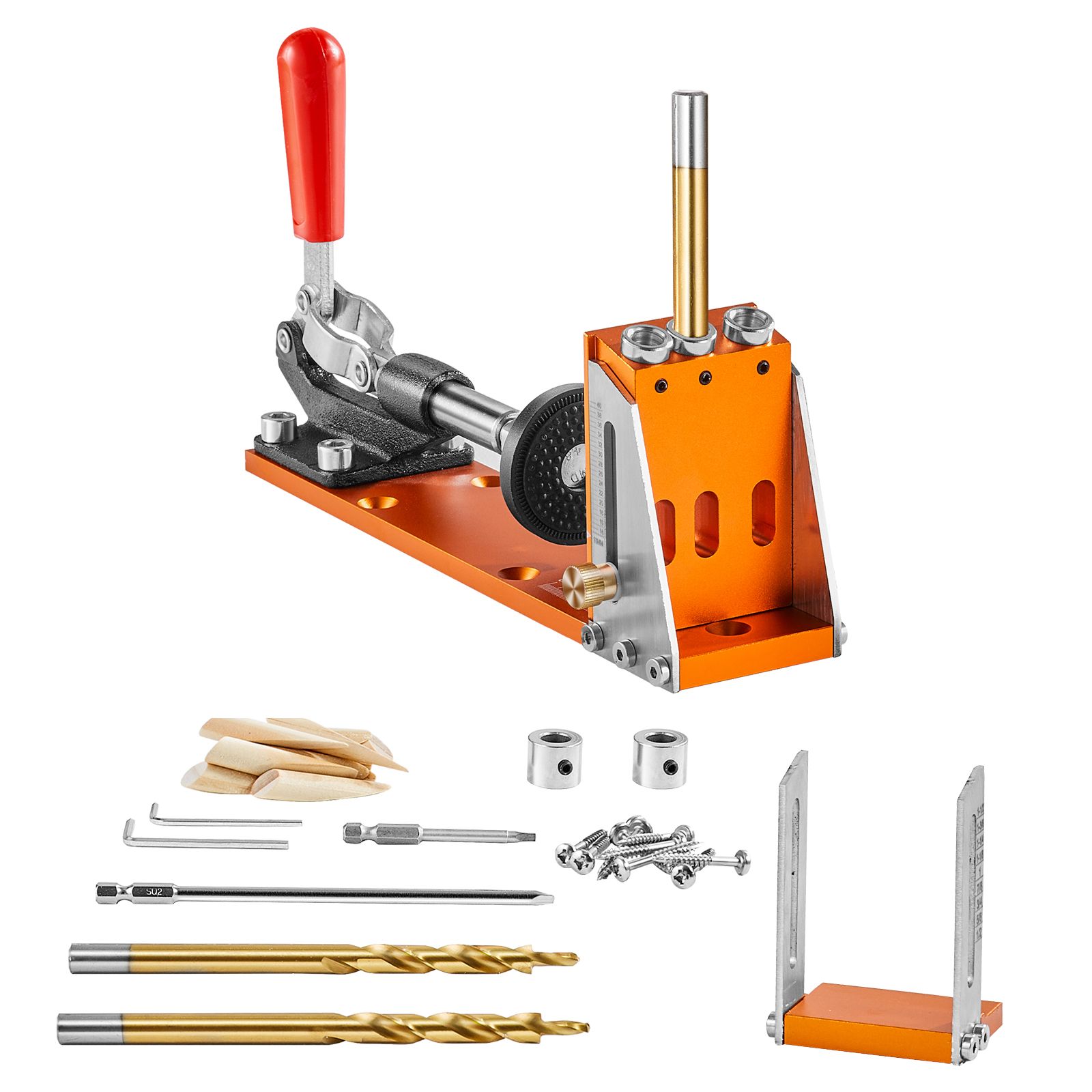 30 Pcs Pocket Hole Jig Kit, Adjustable & Easy to Use Pocket Hole Jig System with Step Drills, Wrenches, Drill Stop Rings, and Square Drive Bits, Dual Scale