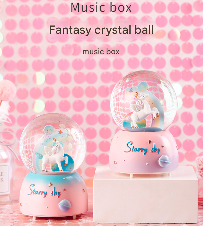Enchanting Unicorn Snow Globe Music Box - Magical Starry Sky Musical Gift for Girls — image 2