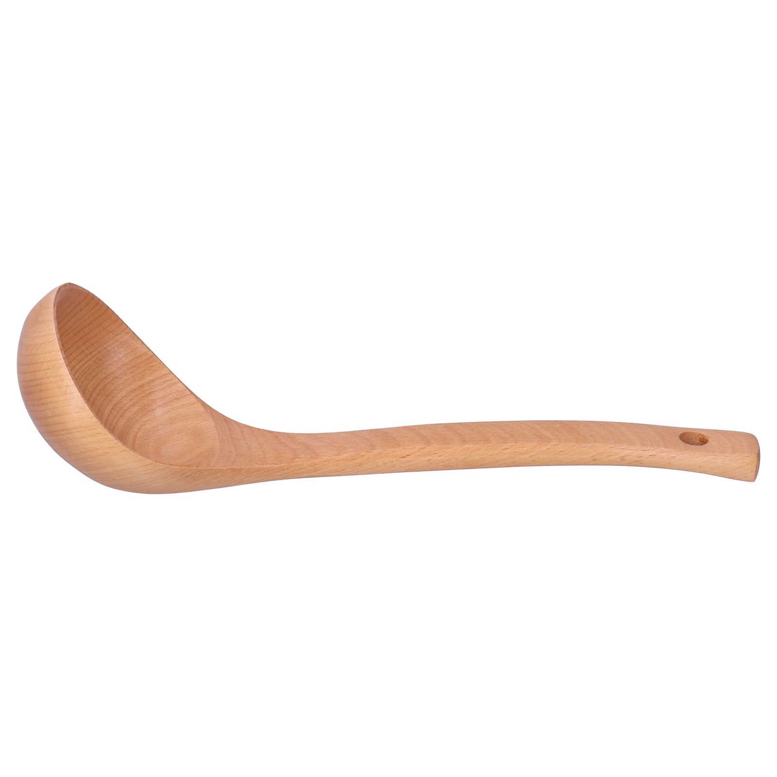 Soup Wooden Spoon with Hanging Hole Long Handle Lightweight 27.5x7.5cm/10.8x2.9in — image 2