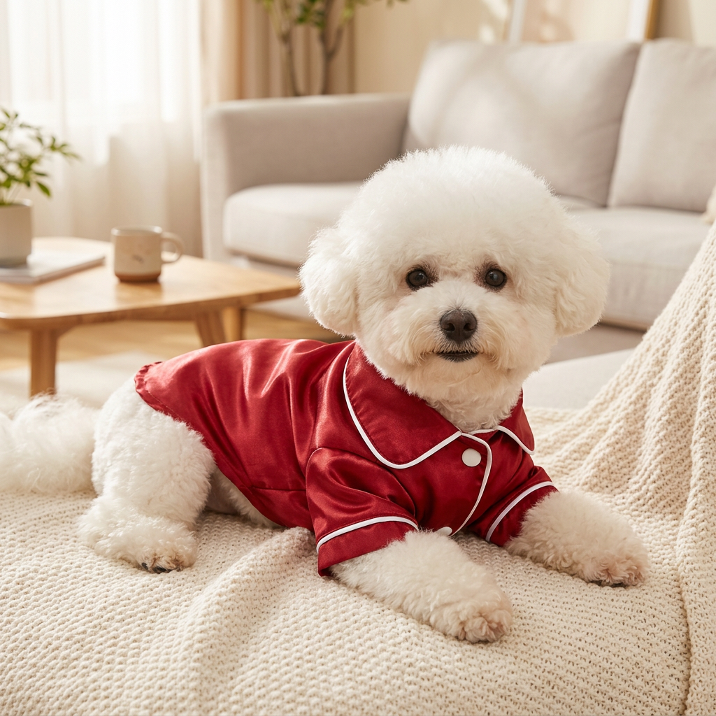 Red Pet Pyjamas XS Size- Lightweight Acrylic Dog and Cat Sleepwear, Compact Indoor Loungewear for Small Pets, Spring and Summer Pet Clothing — image 3