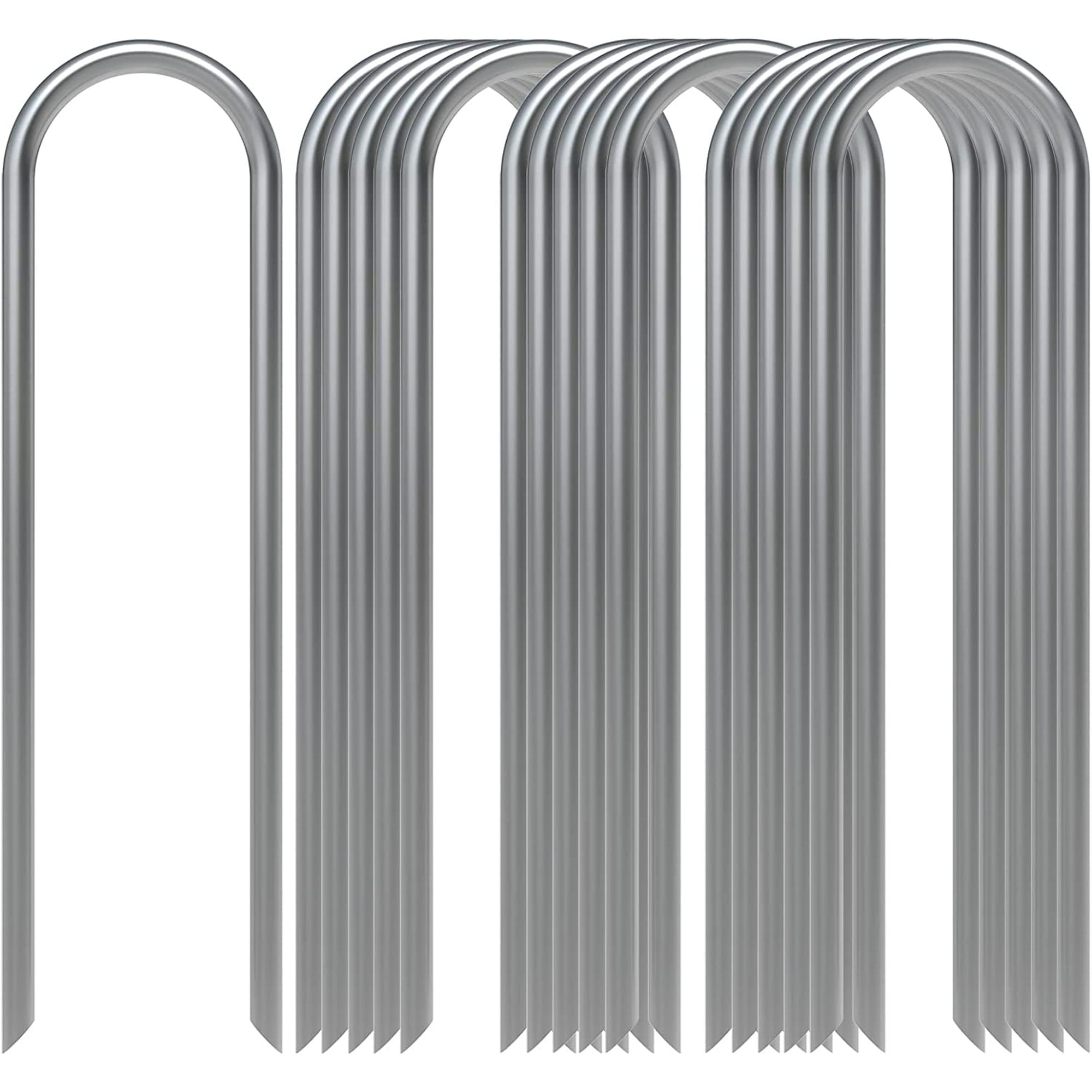 16 Pieces Galvanised U Shaped Garden Stakes, 11 Gauge Landscape Staples for Weed Mat, Irrigation Tubing, 15 x 3.8 cm — image 2