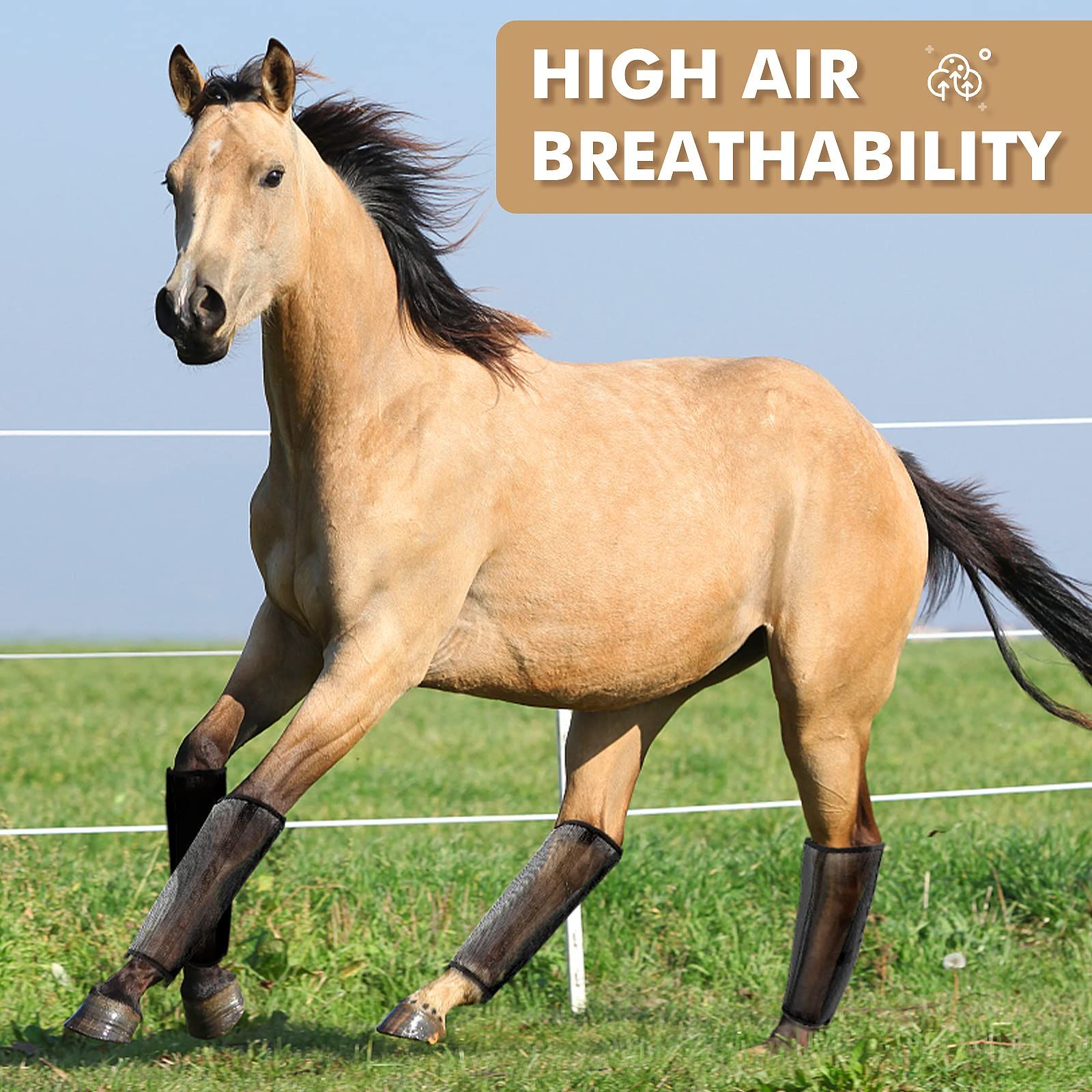 Horse Fly Boots Set of 4,Preventing Flies and Mosquitoes Bites Horse Leg,Protecting Horse Leg Damage,Breathable Mesh Horse — image 4