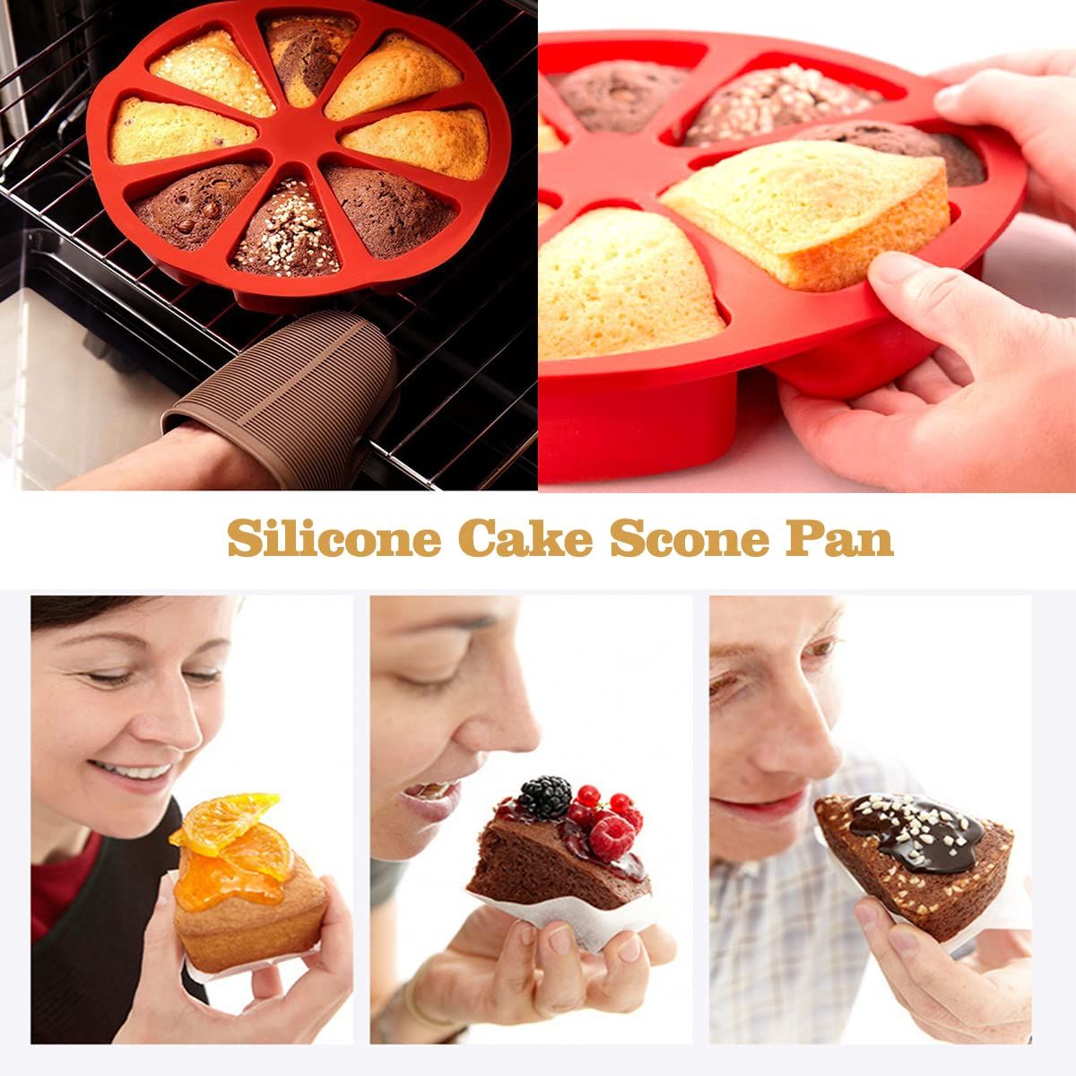 Non-stick Cake Baking Mold, Triangle 8 Cavity Pizza Pan, Food-grade Silicone Mold Specialty and Novelty Cake Pan for Brownies โ image 4