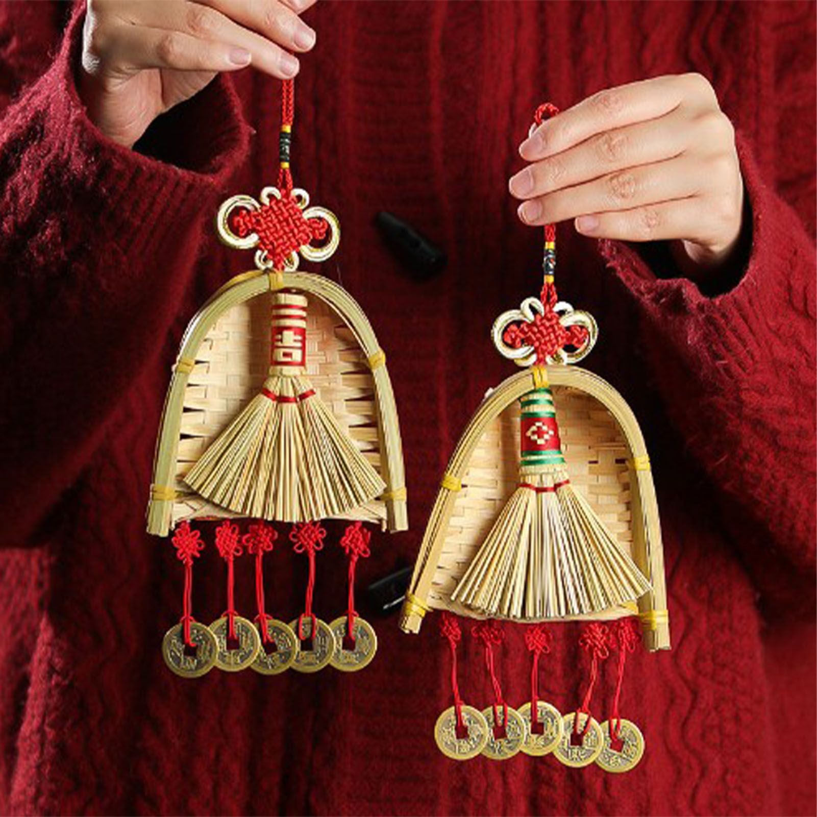 Broom Dustpan Decor Chinese Year Ornament Pendant New Tassel Hanging Decor Mini Fortune Broom Decoration B2 โ image 5