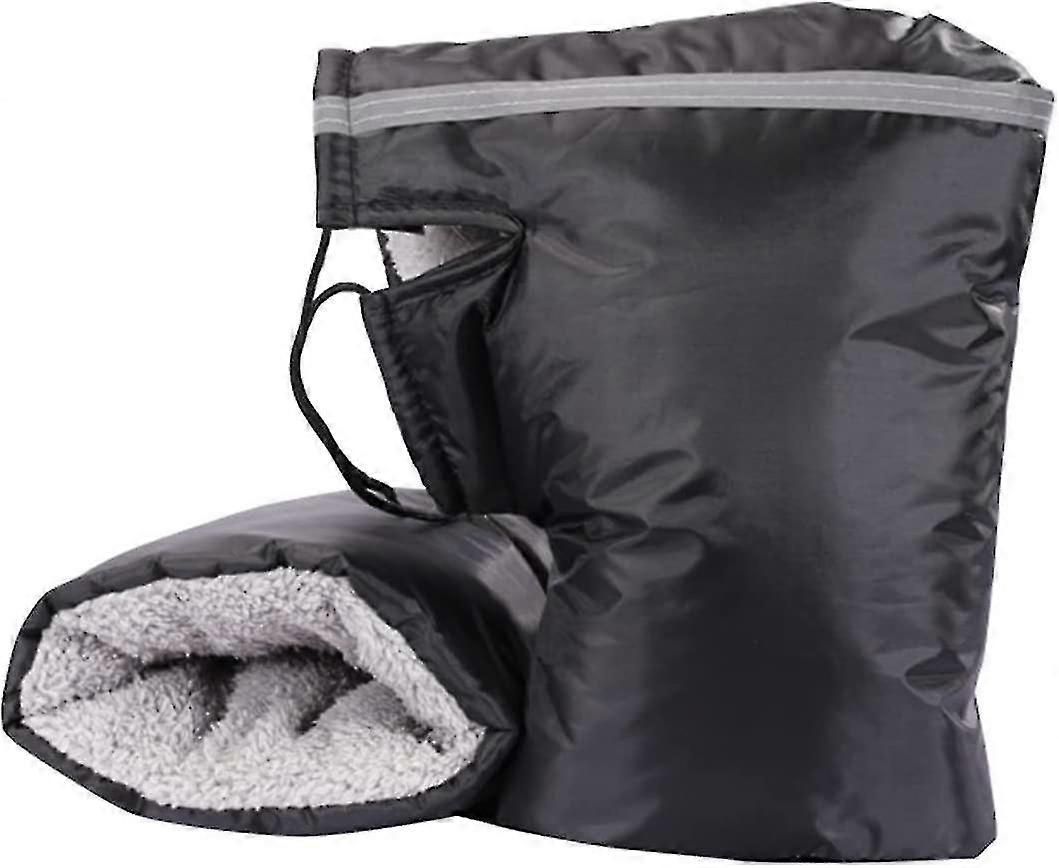 Motorcycle Handle Muff Warm Gloves, Windproof Waterproof PU Handlebar Covers with Short Plush Lining for Winter Riding โ image 4