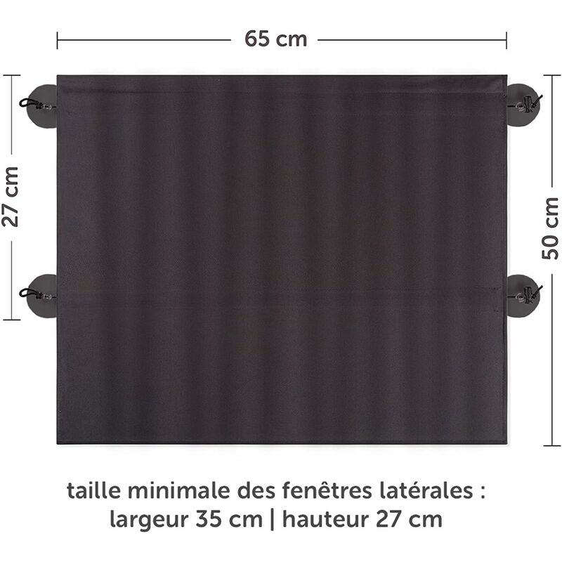 Baby Car Sun Shade 65 × 50 Cm - Car Curtain With Suction Cup - Uv Protection - Ideal For Large Side Windows - Grey (X 2 — image 2