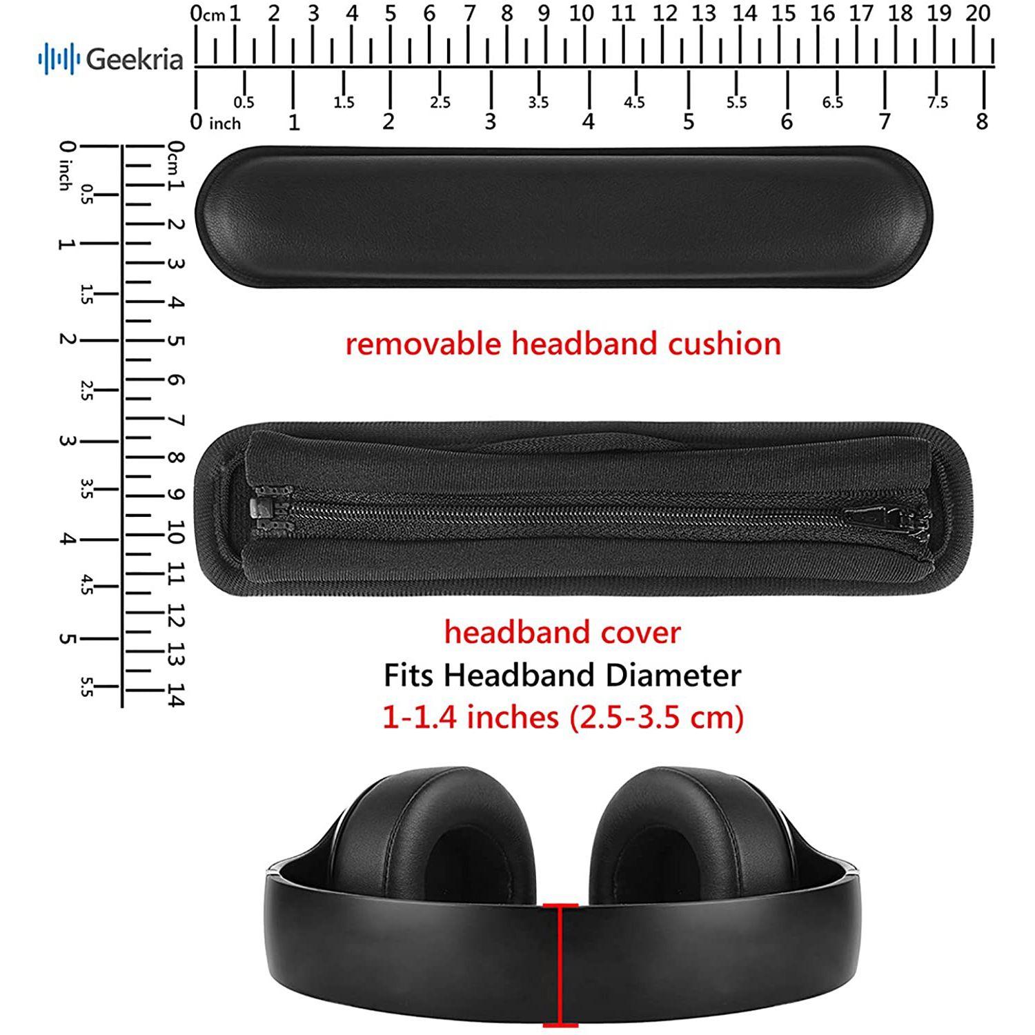 Leather Headband Pad Compatible with Headphones Replacement Band, Headset Head Cushion Cover Repair Part (Black) — image 3