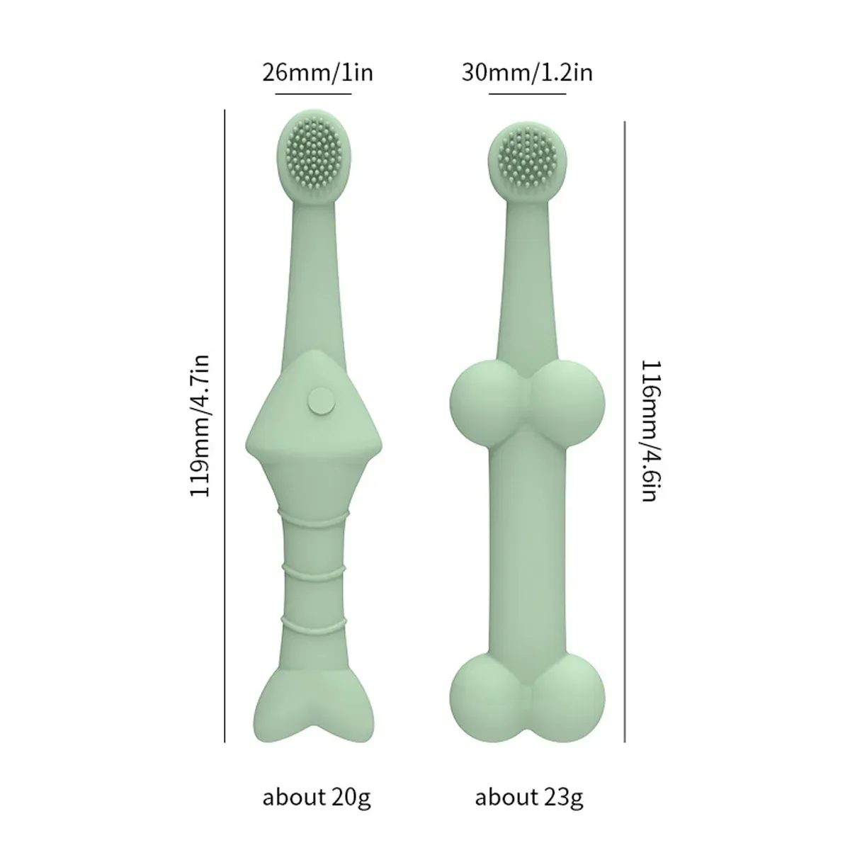 2PCS Pet Toothbrush Double for Dogs Cats Puppies Oral Hygiene Teeth Cleaning - Green — image 4