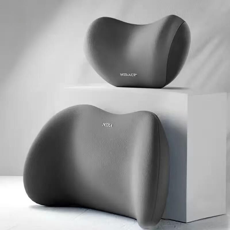 Christmas gift Car Headrest & Lumbar Support Set, Ergonomic Plush Cushion for Driver & Passenger, Comfort & Spine Protection for Long Drives(grey)