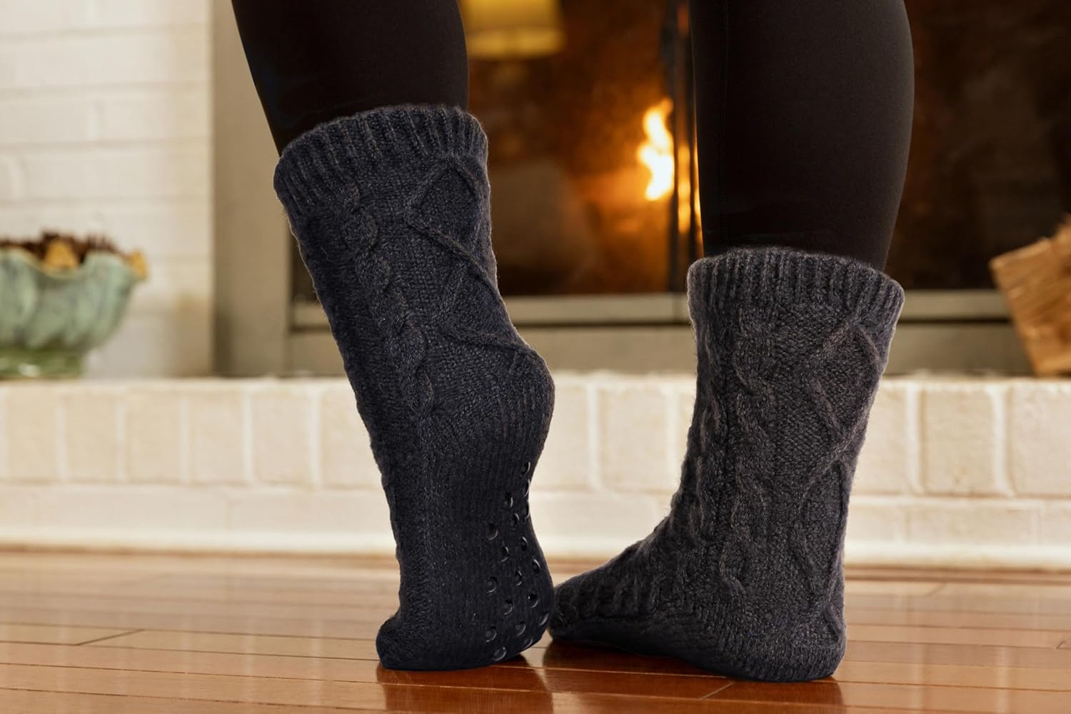 Slipper Socks for Women with Grippers Non Slip, Sherpa Lined Slipper Socks — image 2
