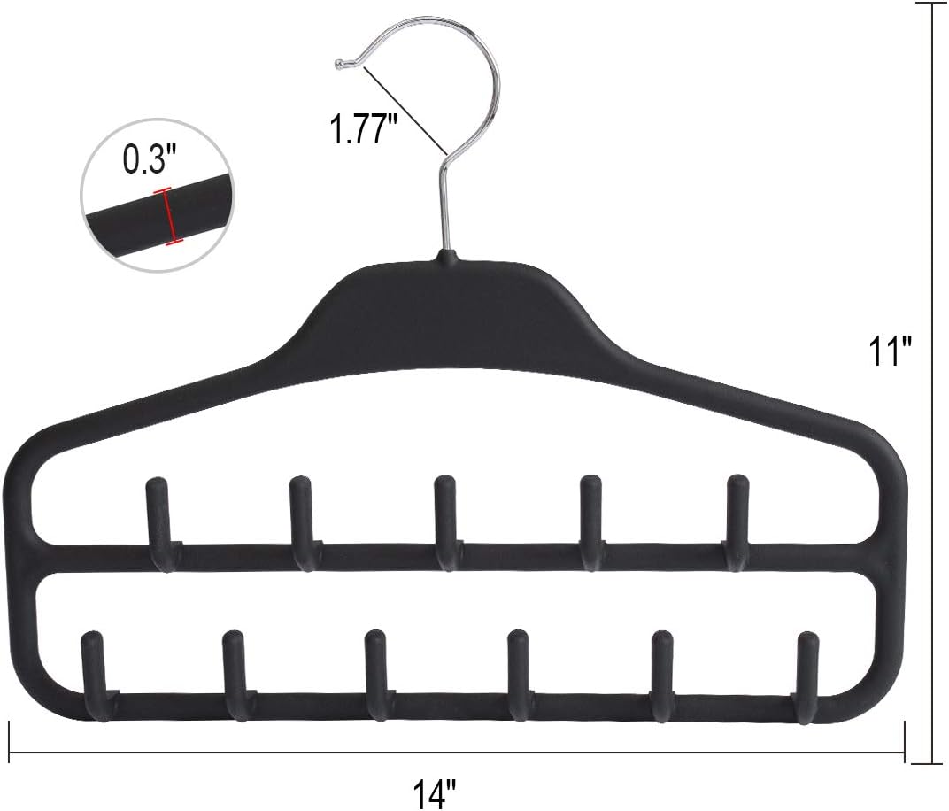 Clothing Closet Organizer with 11 Non-Slip Hooks 360° Rotatable Black — image 5