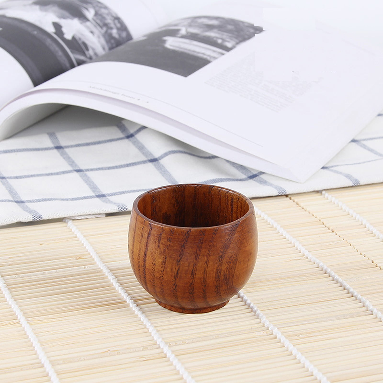Cup Bottle, Glass and Bottle ! Solid Wood Retro Wooden Coffee Cup Restaurant Insulation Wooden Cup Tea Cup Jujube Wooden Cup D — image 2