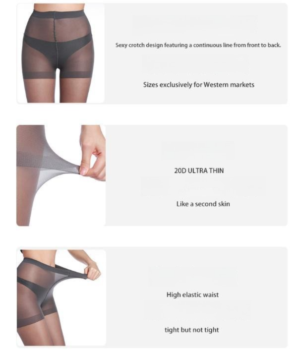 Size M 3 Pcs Black Women's 20 Denier Sheer Tights 3 Pack - Snag Resistant Nylon Elastane Pantyhose with Stretch Fit, Single Seam Design — image 5