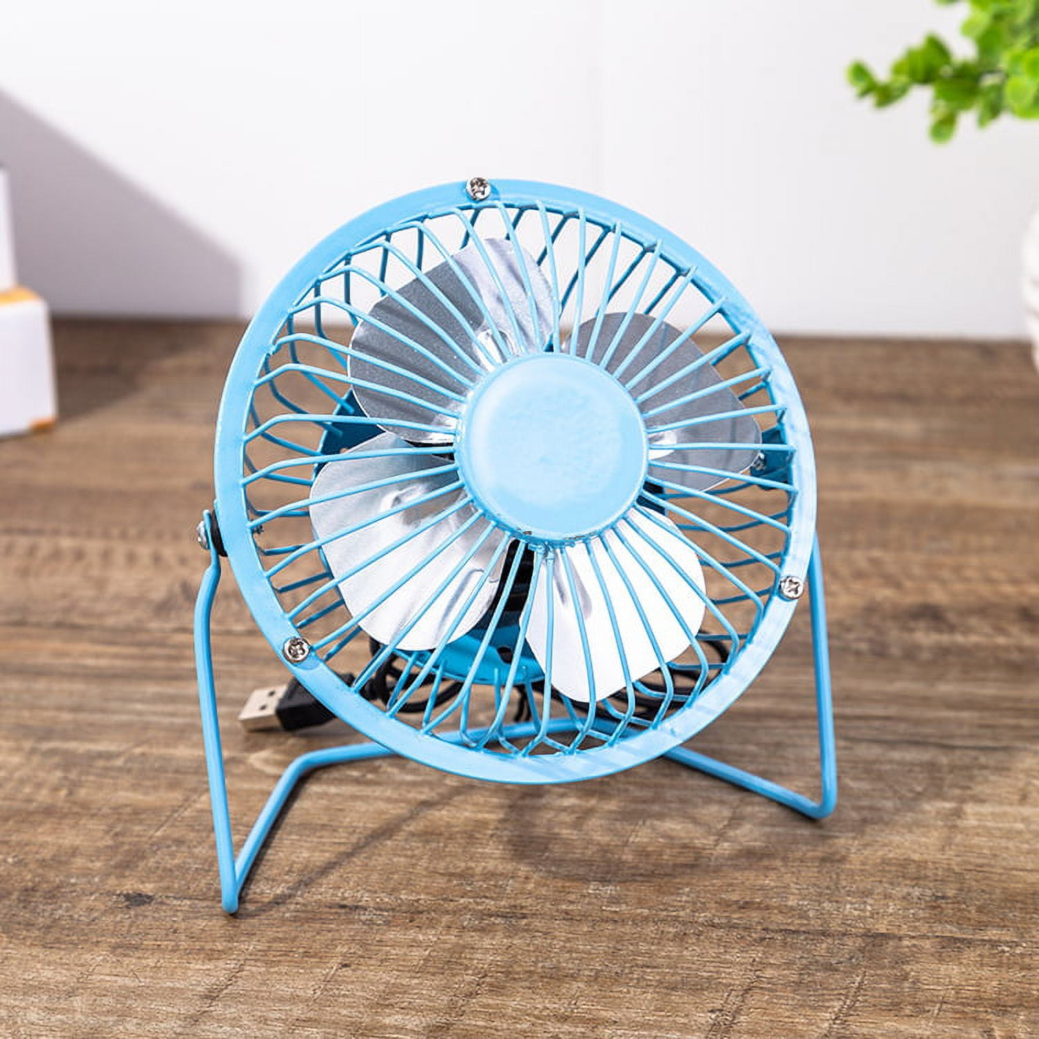 4 Inch USB Desk Fan,Small and Quiet,Powerful USB Powered Portable Fan,Strong Airflow,Mini Metal USB Fan,360°Rotation,Personal Cooling Fan with 2 Speed for Home