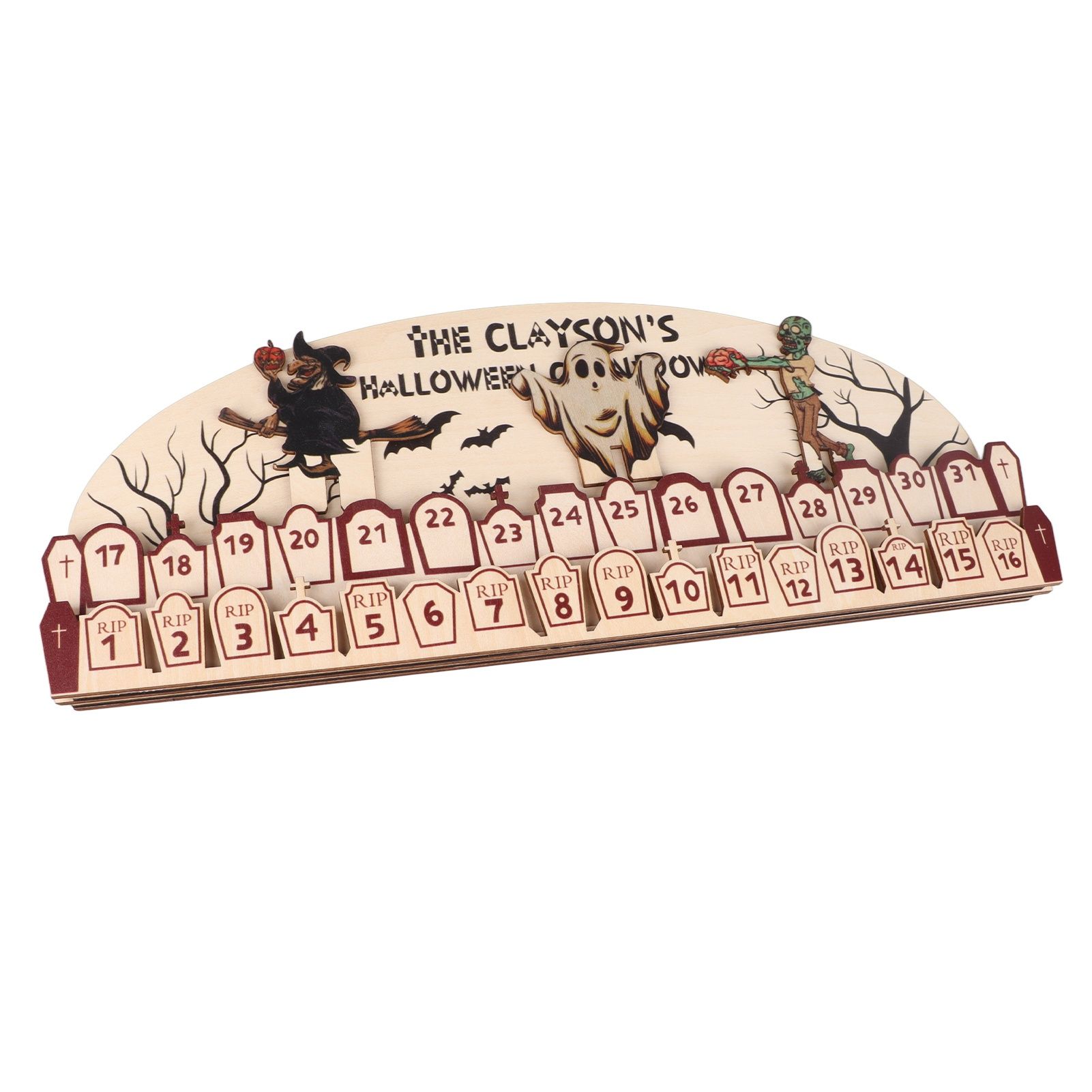 Halloween Advent Calendar 2023 31 Days Halloween Moving Wooden Block Countdown Calendar for Home Decor Holiday Ornament Gift โ image 5