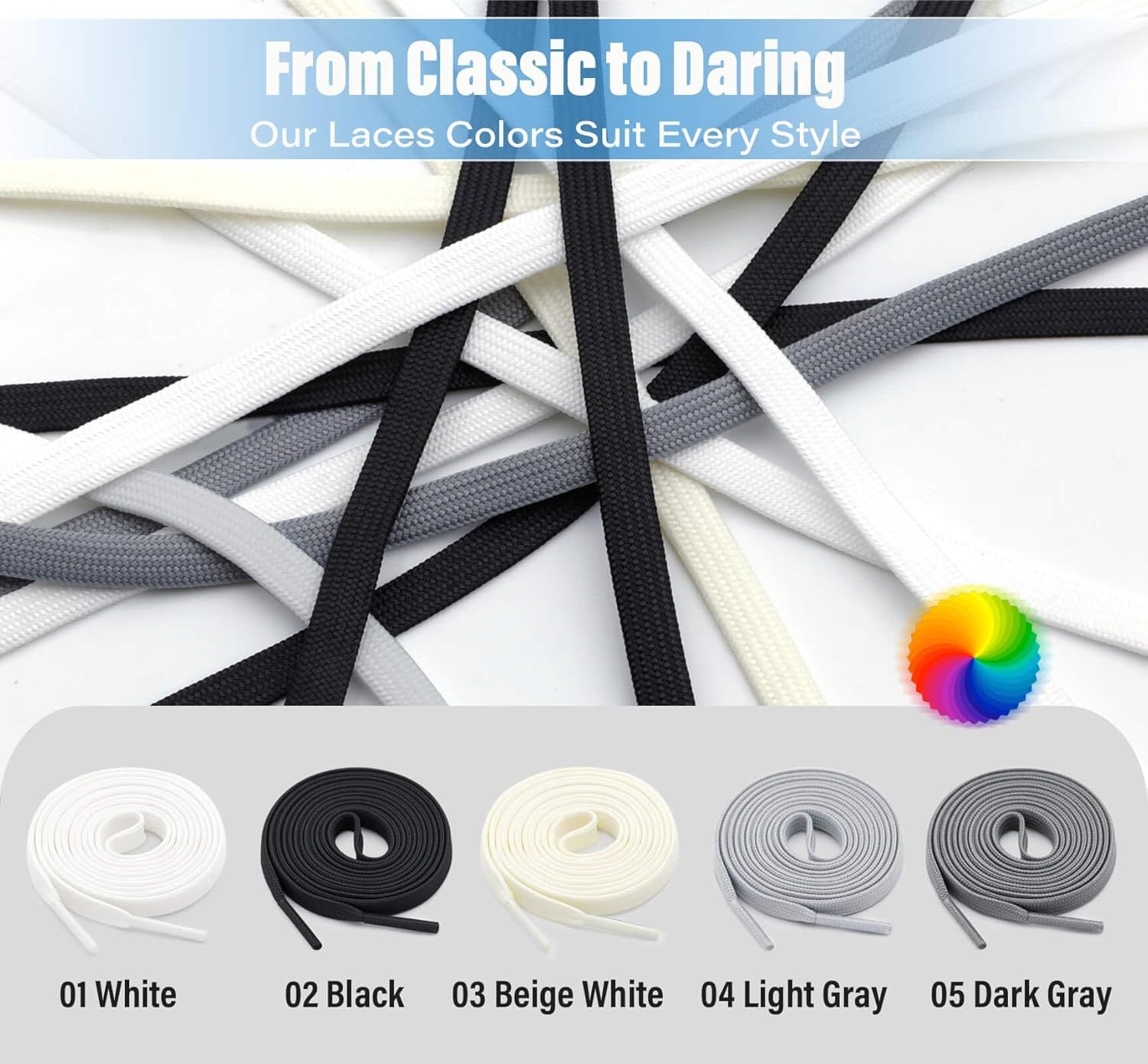 Thin lat Shoe Laces: Athletic Hollow Solid Color Shoelaces or Sneakers 1 Pair โ image 3
