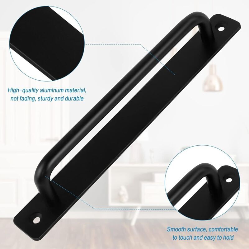 2 Pieces Black Aluminum Alloy Sliding Door Handles with 4 Screws for Barn Door Wardrobe Closet, 148mm — image 3