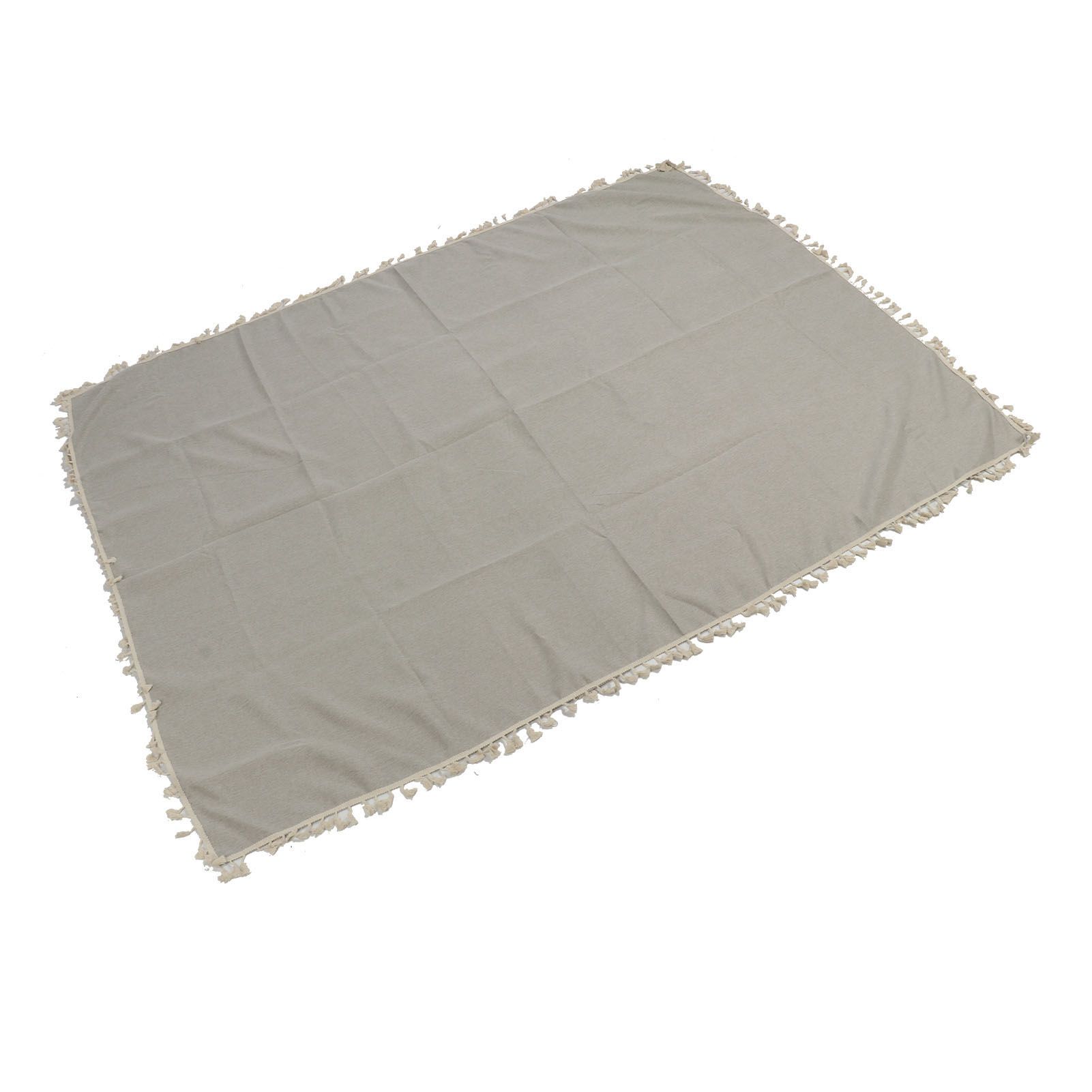 Rectangle Tablecloth Polyester Fiber Decorative Table Cover with Tassel Lace for Home Restaurant Hotel Beige Gray 140x180cm/55.1x70.9in โ image 2