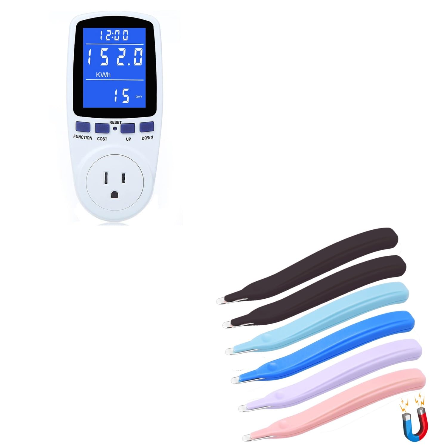 Upgraded Watt Power Meter Plug Home Electrical Usage Monitor Consumption + 6 Pack Magnetic Staple Remover Tools, Professional Stapler Removers