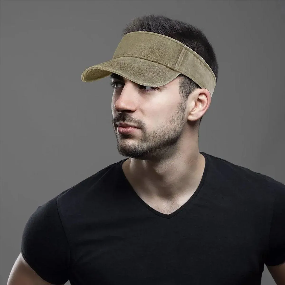 Unisex Summer Denim Sun Visor Cap Breathable Washed Running Hat - Yellow β image 5