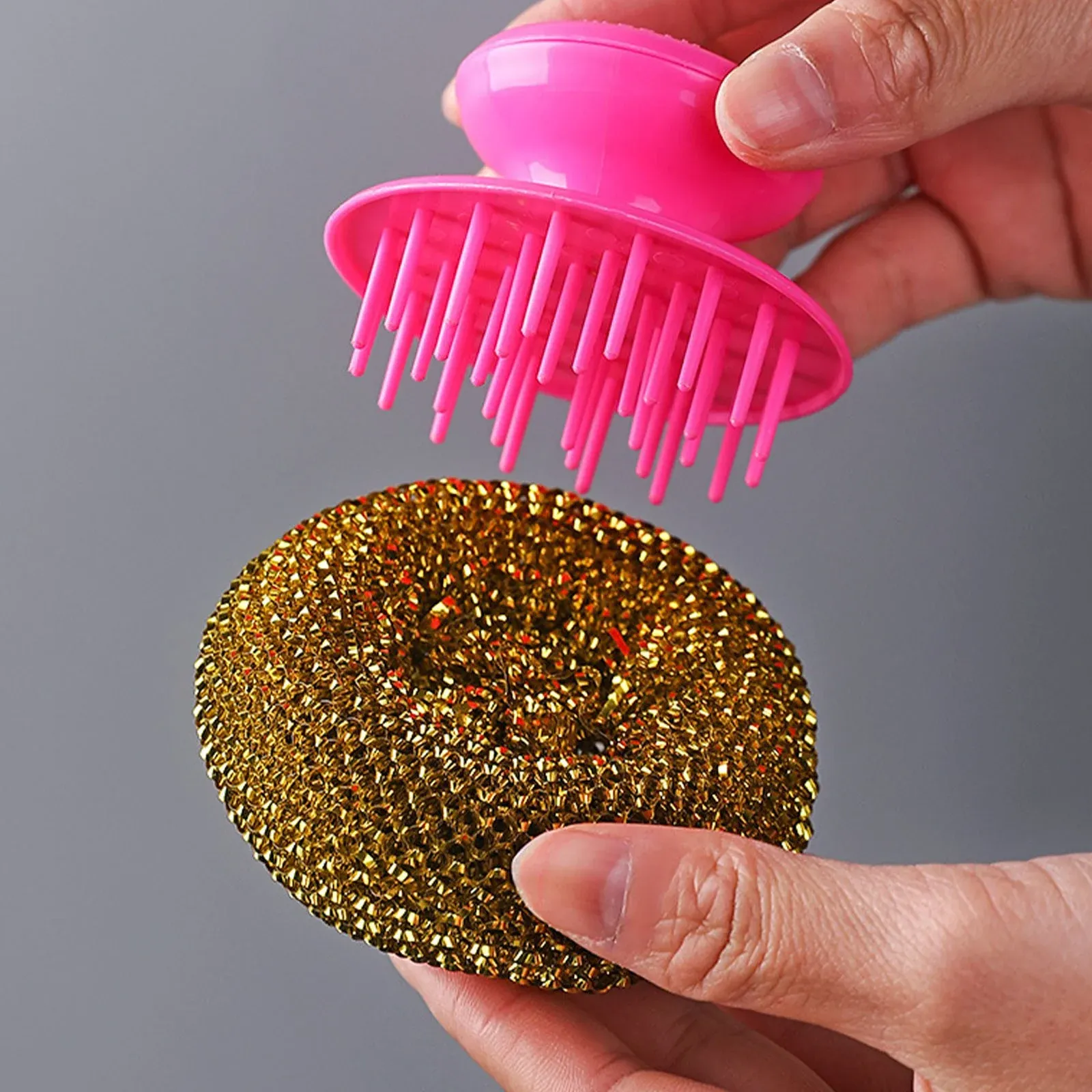 Plastic Mesh Non-Scratch Scouring Pad, Plastic Dish Scrubbers with Short Handle, Mesh Scouring Non Scratch Pads, 3.14x2.16 Inch, Purple — image 6
