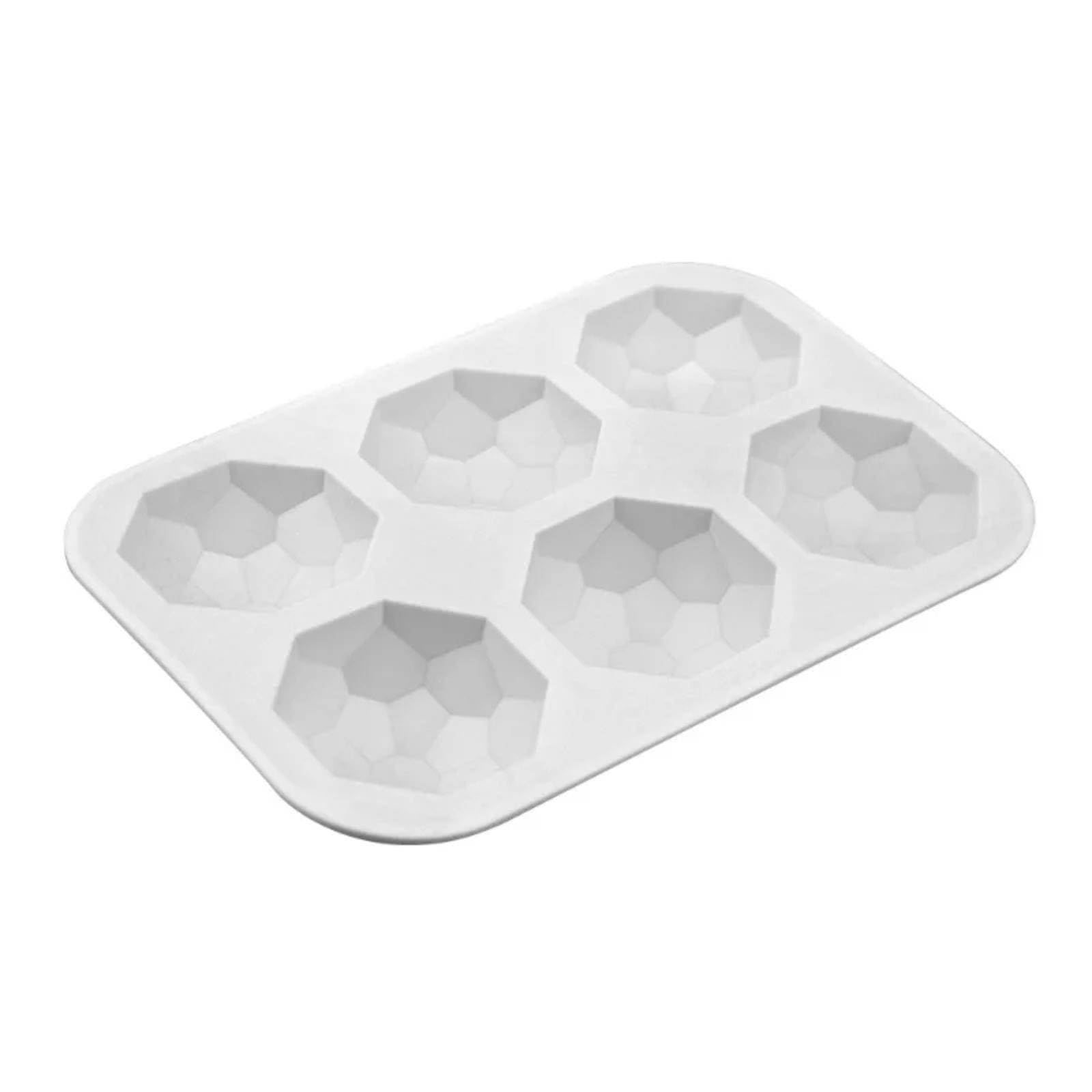6 Cavity Gem Jewel Silicone Chocolate Baking Mold Geometric Diamond Mousse Cake Ice Cube Mould Soap Candle Making Tool, White โ image 5