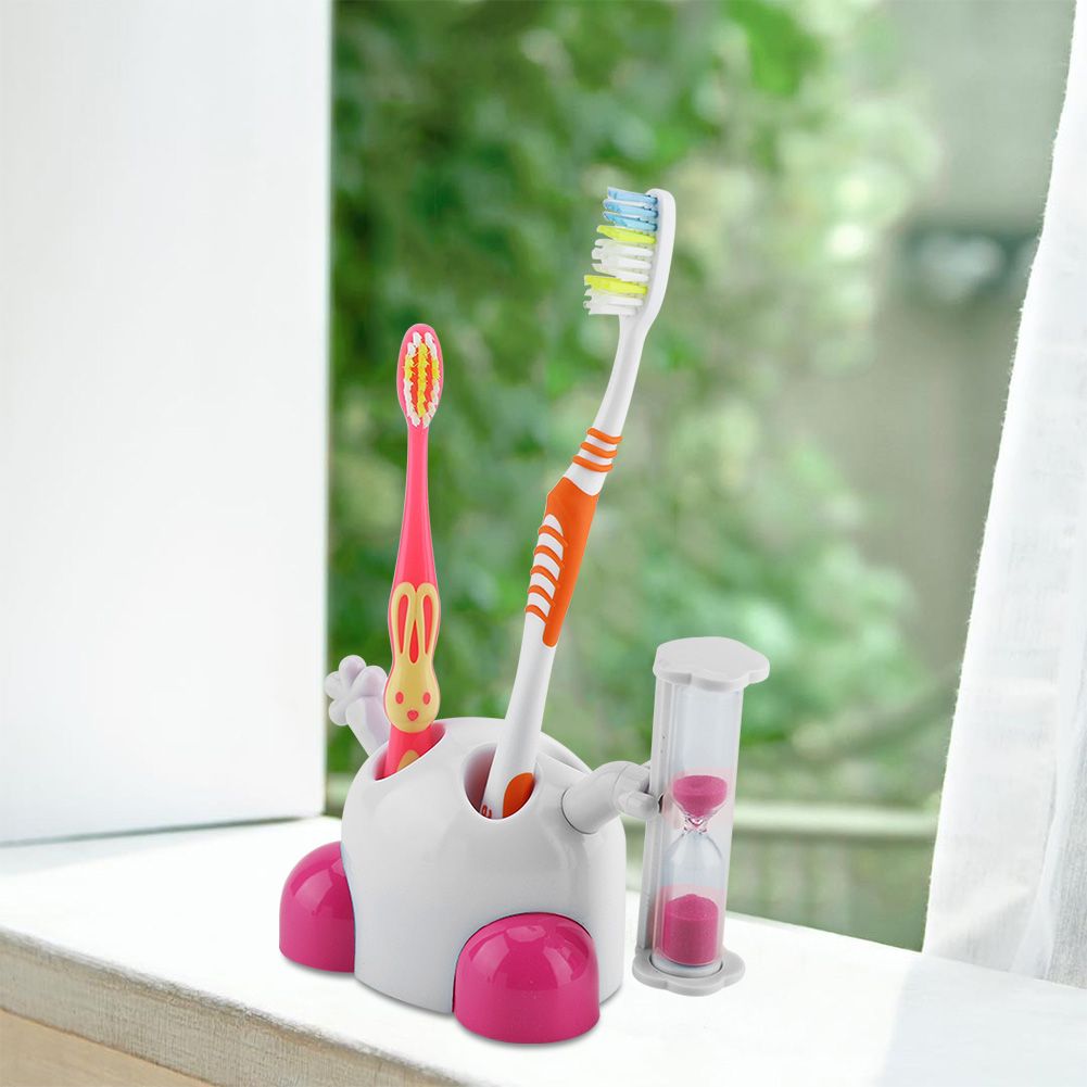 Toothbrush Holder Children Tooth Brushing Hourglass 3 Minutes Countdown Timer(Pink) โ image 3