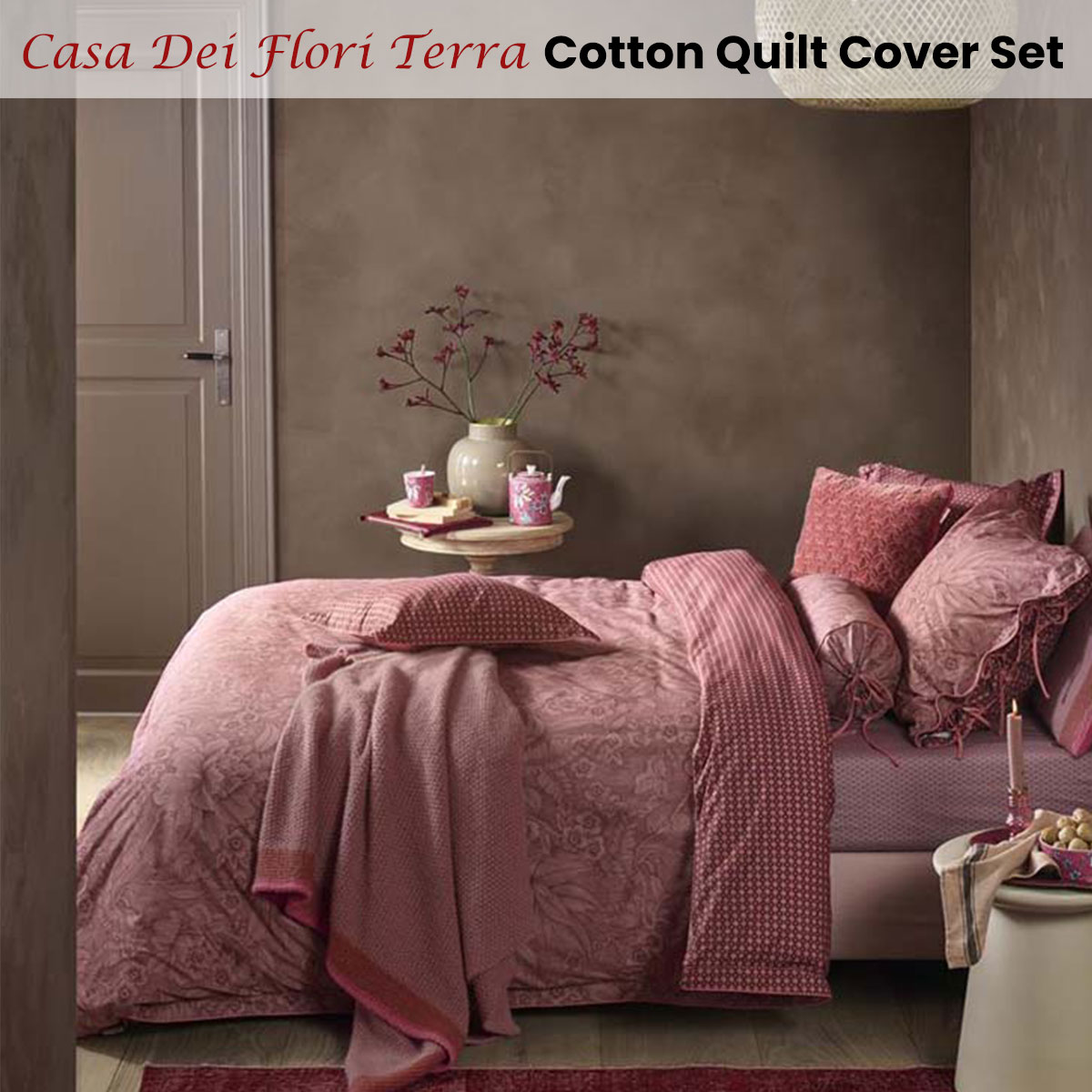 PIP Studio Casa Dei Fiori Terra Cotton Quilt Cover Set Queen โ image 2