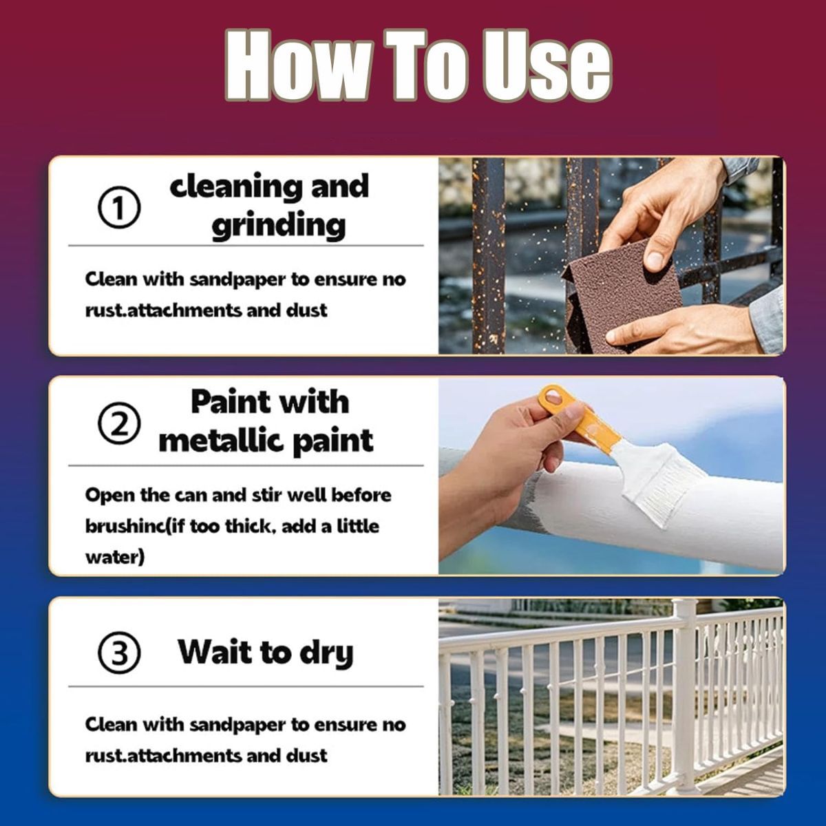Rust Removal Converter Metallic Paint, Anti-Rust Metal Paint, 2-In-1 Rust Converter & Metal Primer โ Perfect for Trailers, Fences, Gates, Railings โ image 4