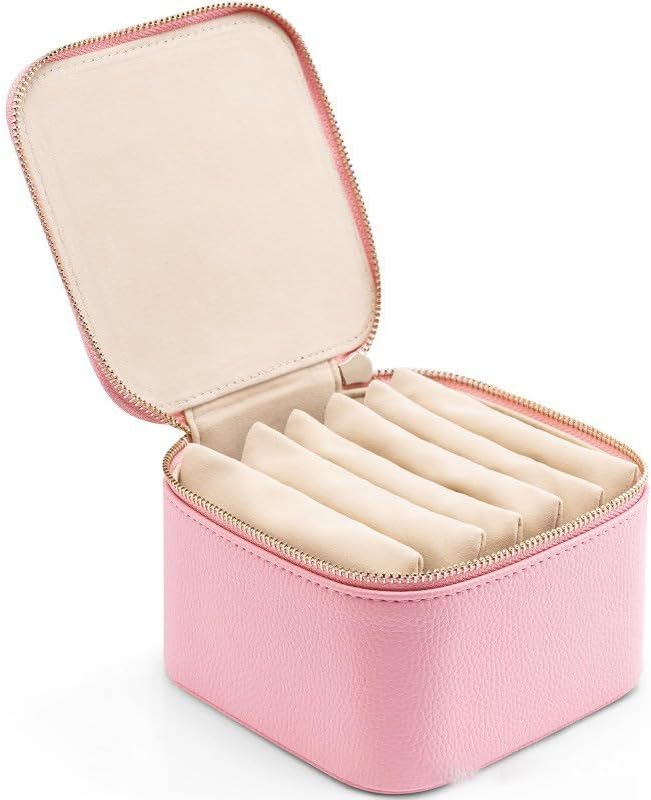 Trendy Jewelry Box with Portable Travel Pouches for Earrings Rings Necklaces - Airtight Seal Smart Compartment System Travel-Safe Lock Compact Lightweight 360°