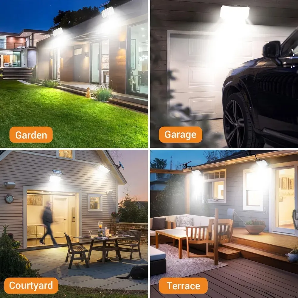 238LED Solar Powered Motion Sensor Flood Light in Black for Outdoor Security โ image 2
