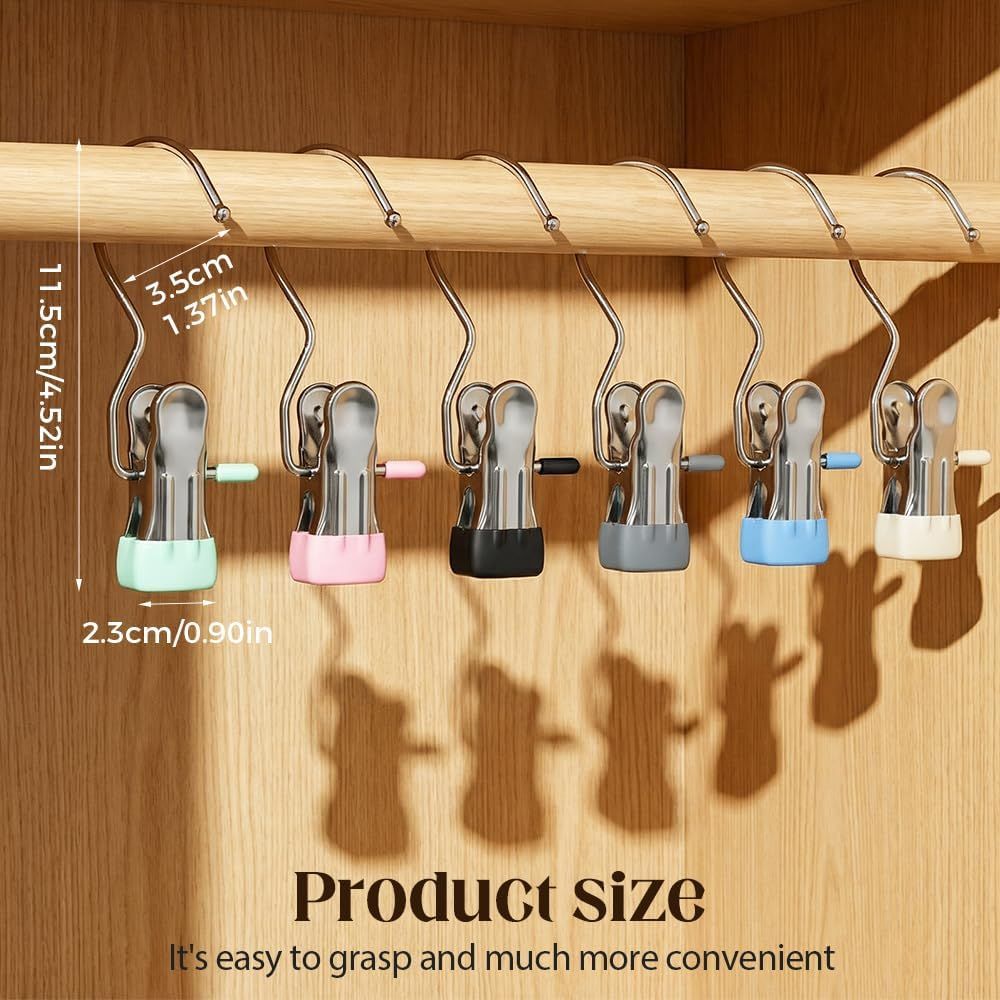 Space-Saving Clothespin Hat Pants Storage Hanging Travel Hook, Stainless Steel Boot Hangers Clips Boot Hangers for Closet, Laundry Hooks Hanging Clips Clothes — image 2