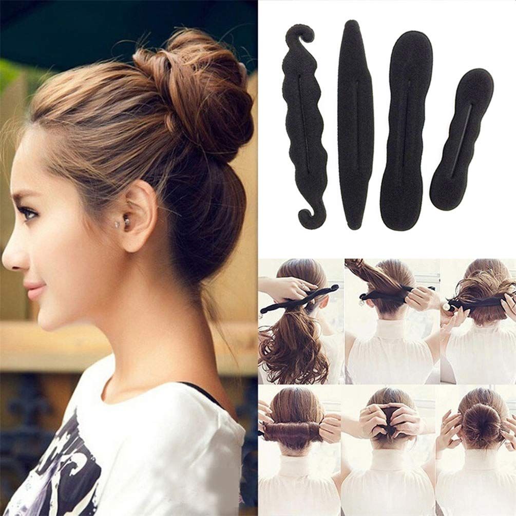 4Pcs Women's Magic Hair Bun Maker Foam Sponge Styling Hair Clip Device Donut Quick Accessories Foam Sponge Donut Maker Ponytail — image 5