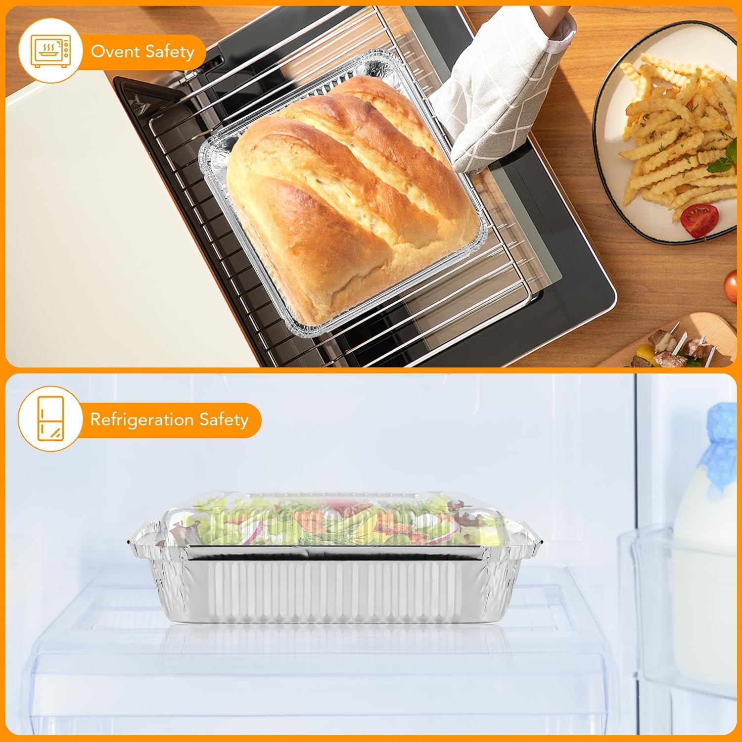 40 Pack 8 × 8 Inch Aluminum Pans with Clear Plastic Lids - Square Baking Cake Pans - Foil Pans with Lids - Disposable Food Containers Great for Cooking — image 4
