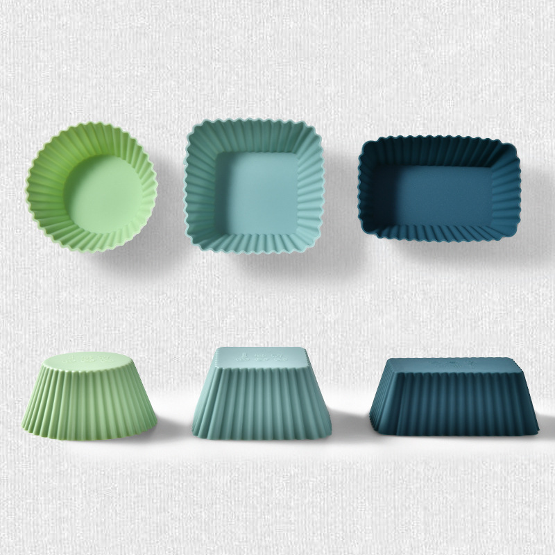 24 Pack Reusable Silicone Muffin Moulds, Round Square and Rectangle Baking Cups for Cupcakes and Desserts, Blue and Pink โ image 5