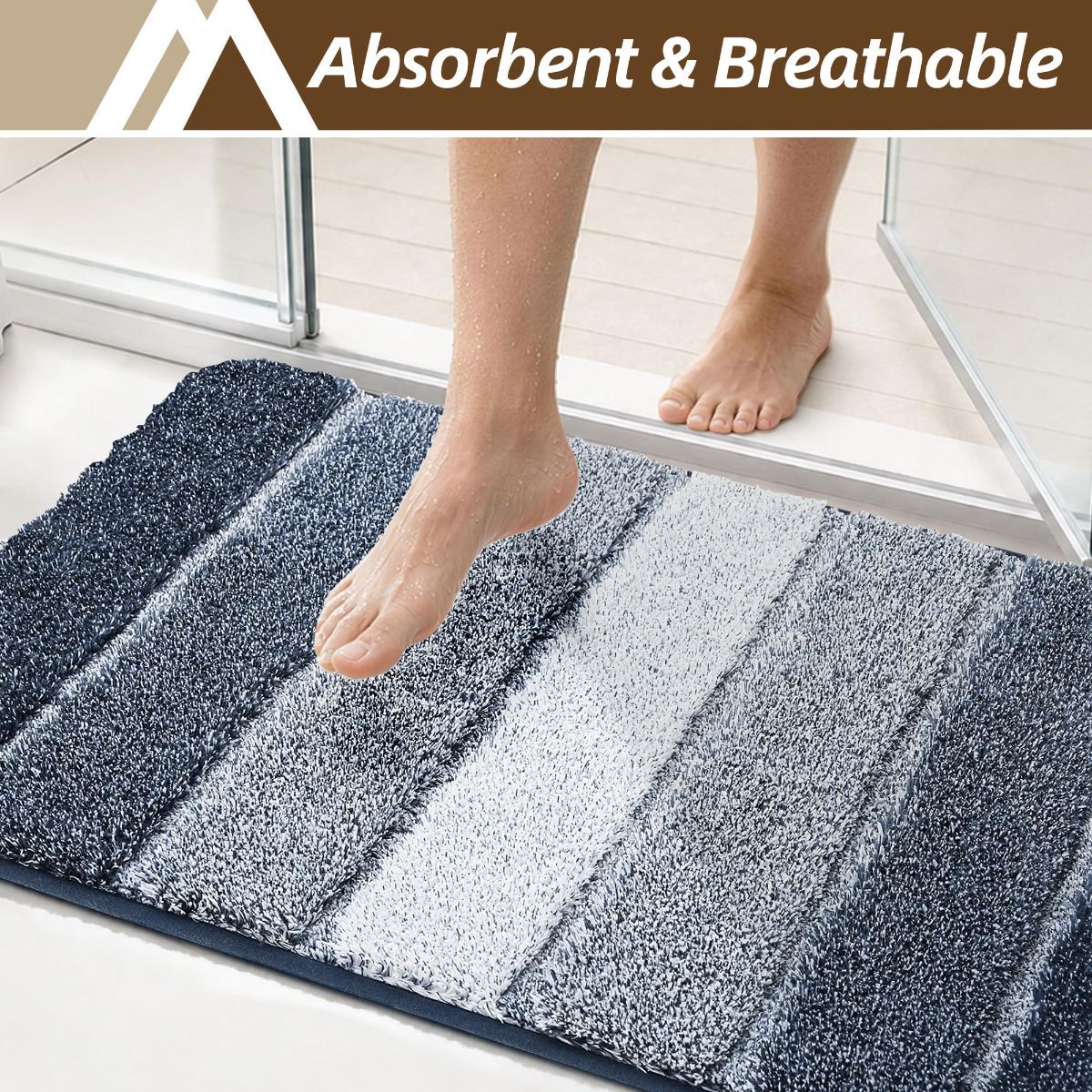 Bathroom Rugs, Ultra Soft Absorbent Bath Mat, Beige | Non-Slip TPR Backing Stays in Place, Machine Washable Bath Rugs Shaggy Rug for Bathroom Floor — image 2