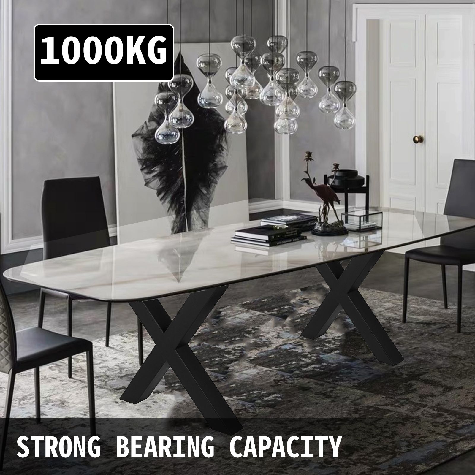 Metal Table Legs 28.4 x 29.9 Inch Black Table Legs Premium steel table legs with X-frame style Steel Bench Legs Country Style Table Legs Furniture Leg Perfect โ image 3