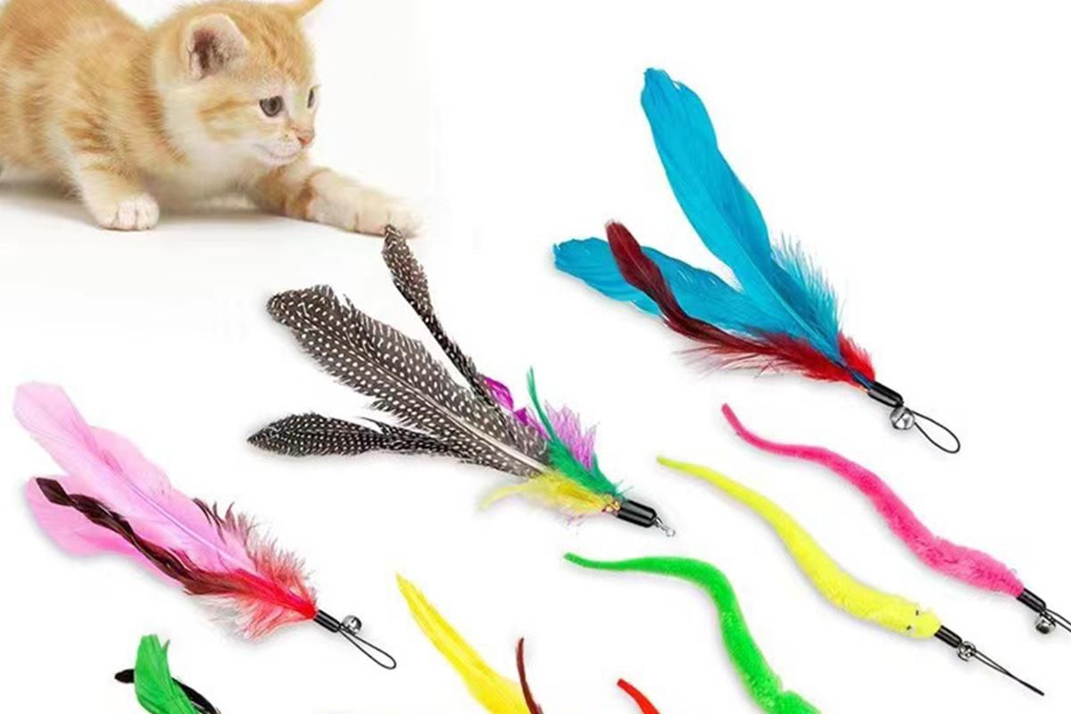 12Pcs Kitten Cat Feather Toy Bell Wand Teaser Rod Interactive Play Pet Toy β image 2