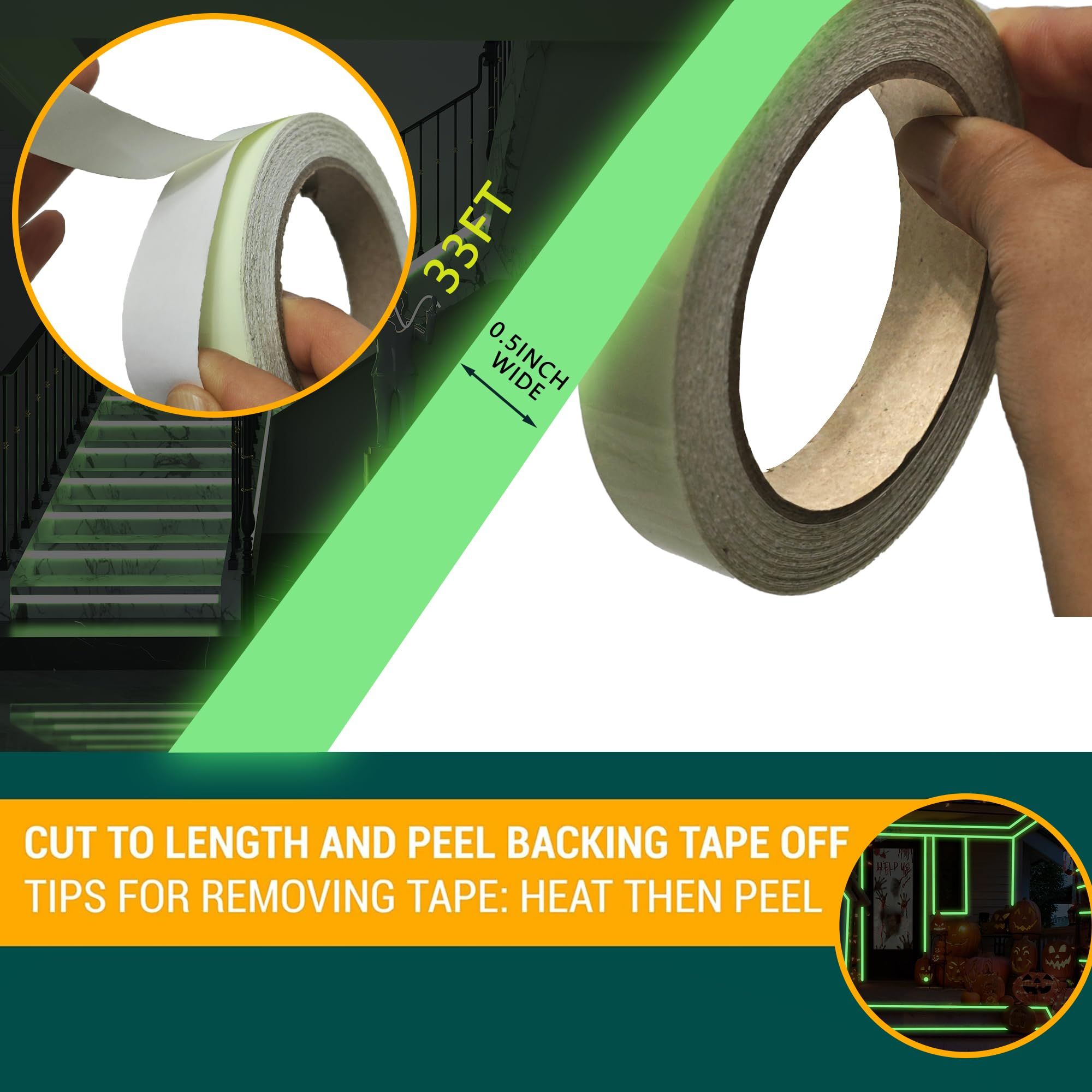 Glow in The Dark Tape - Luminous Photoluminescent/Luminescent Emergency Roll Safety Egress Markers Stairs, Walls — image 3