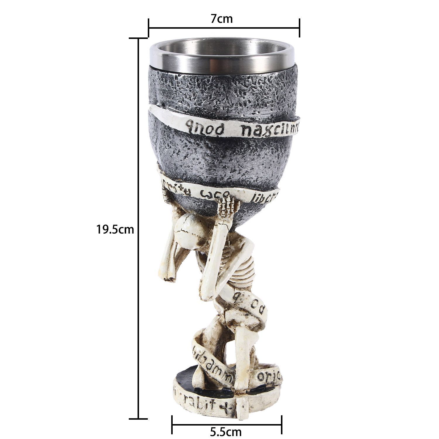 Resin Full Skull Sculpted Goblet 2 PCS, Bone‑textured Stem, Stainless Steel Inner Cup for Christmas & Halloween Home Party Decoration — image 4