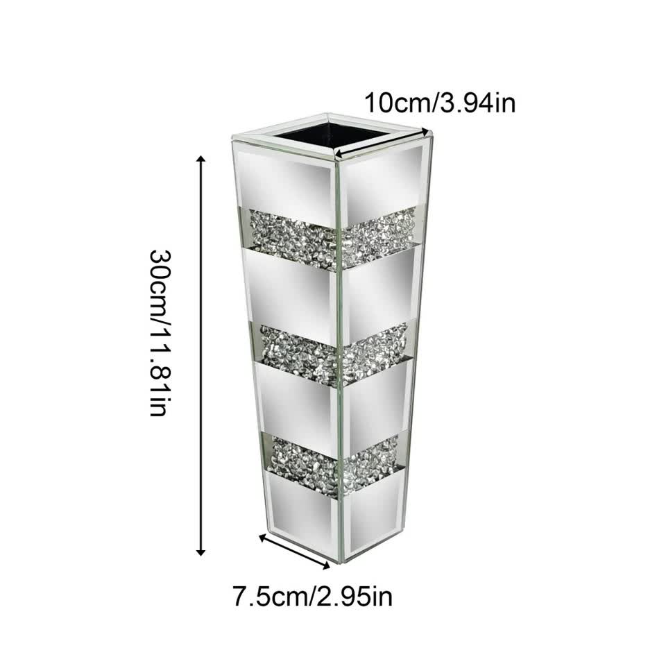 P&P Silver Diamond Inlaid Table Vase, Modern Decorative Centerpiece for Home — image 4