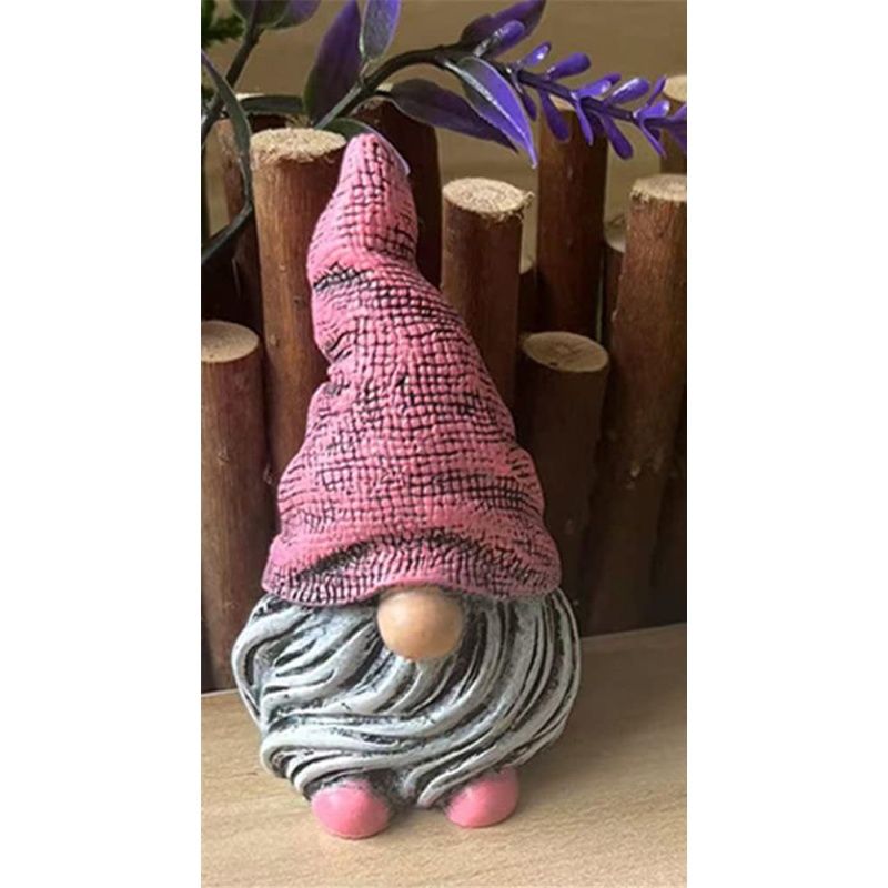 Ornament Resin Statues Mini Dwarf Figurine for Desk Outdoor Garden Patio Porch Lawn Home Decor Sculpture (Pink) — image 3