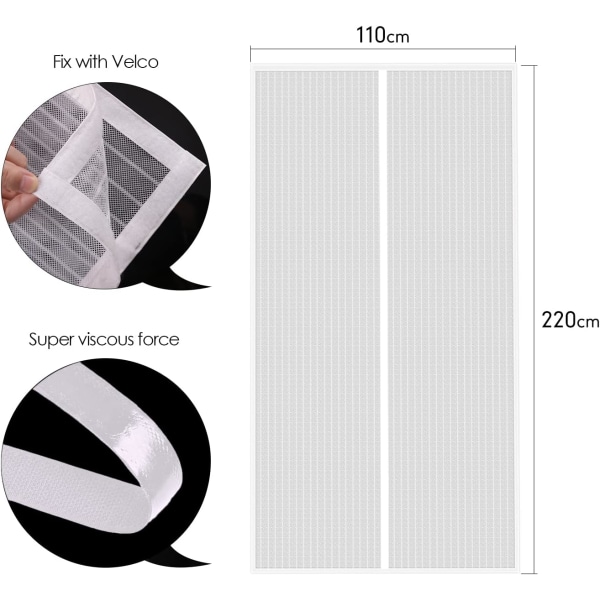 Mosquito Net Door Magnetic Fly Screen Anti-mosquito MYCARBON 80X200CM White โ image 4