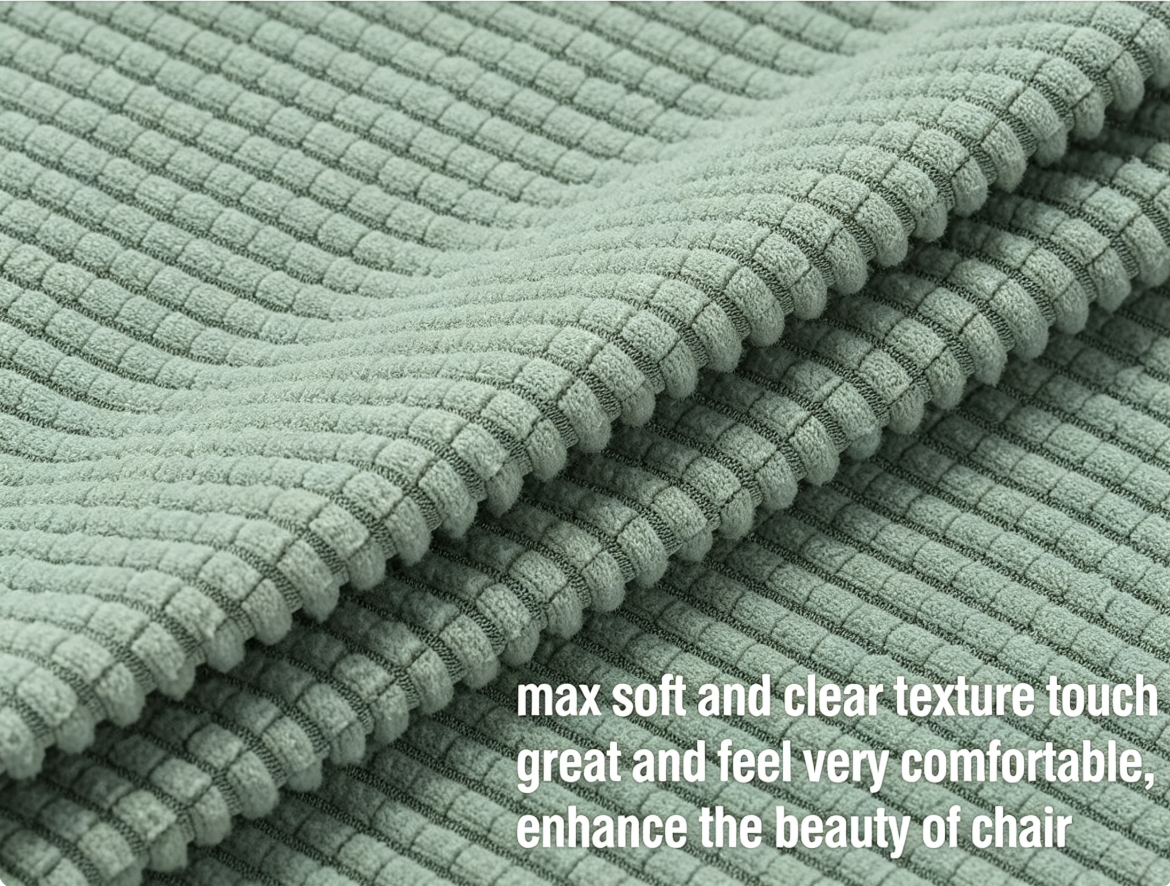 Stretch Full Cover Chair Cover 6-Pack - Waterproof Anti-Slip Elastic Seat Protector for Dining Room Hotel - Thick Warm Waffle Texture - Gray Green (6-Pack) — image 3